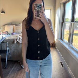 Black Button-Up Women's Tank